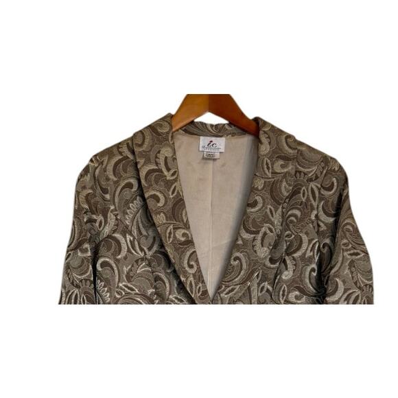 IC By‎ Connie K Collection Blazer Women Small Gold Textured Scroll Jacket Party - Picture 2 of 8